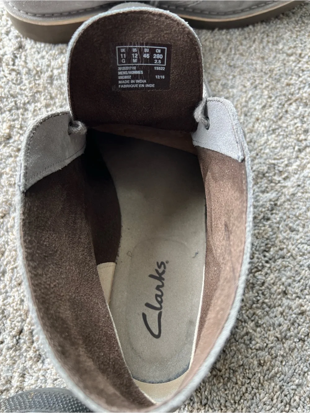 Men's Classic Gray Suede Desert Boots. Size 12.